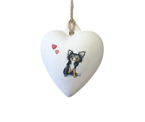Chihuahua Ceramic Heart Bauble